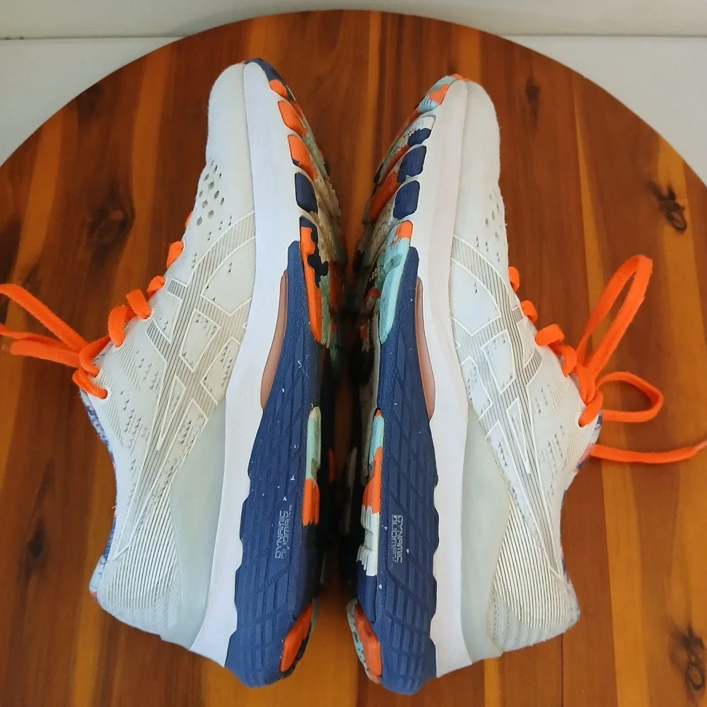 ASICS Gel-Kayano 28 Womens 7.5 White Orange Blue Running Shoes Sneakers 1012B156